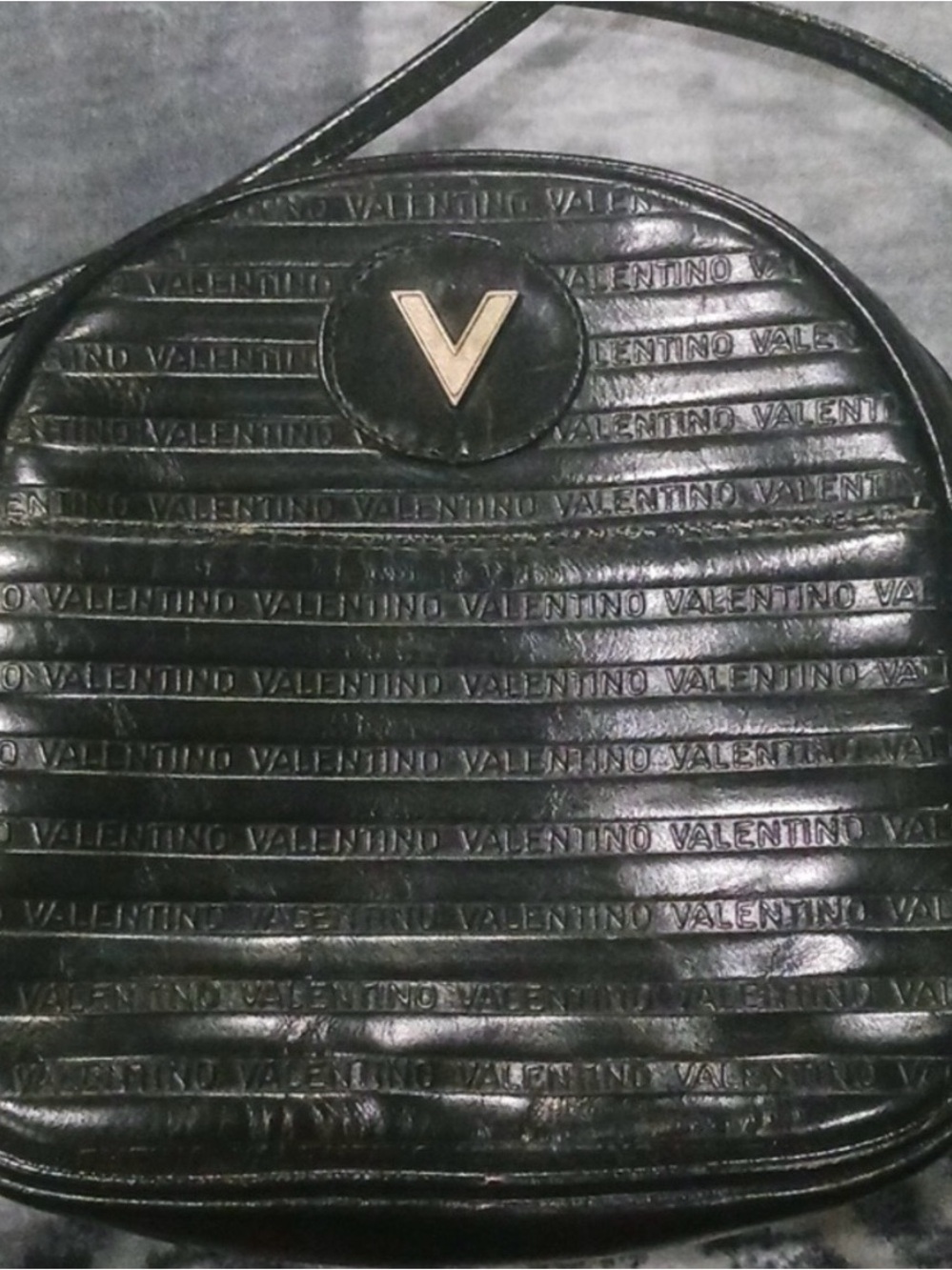 Vintage Mario Valentino Embossed Ribbed Leather Camera Bag